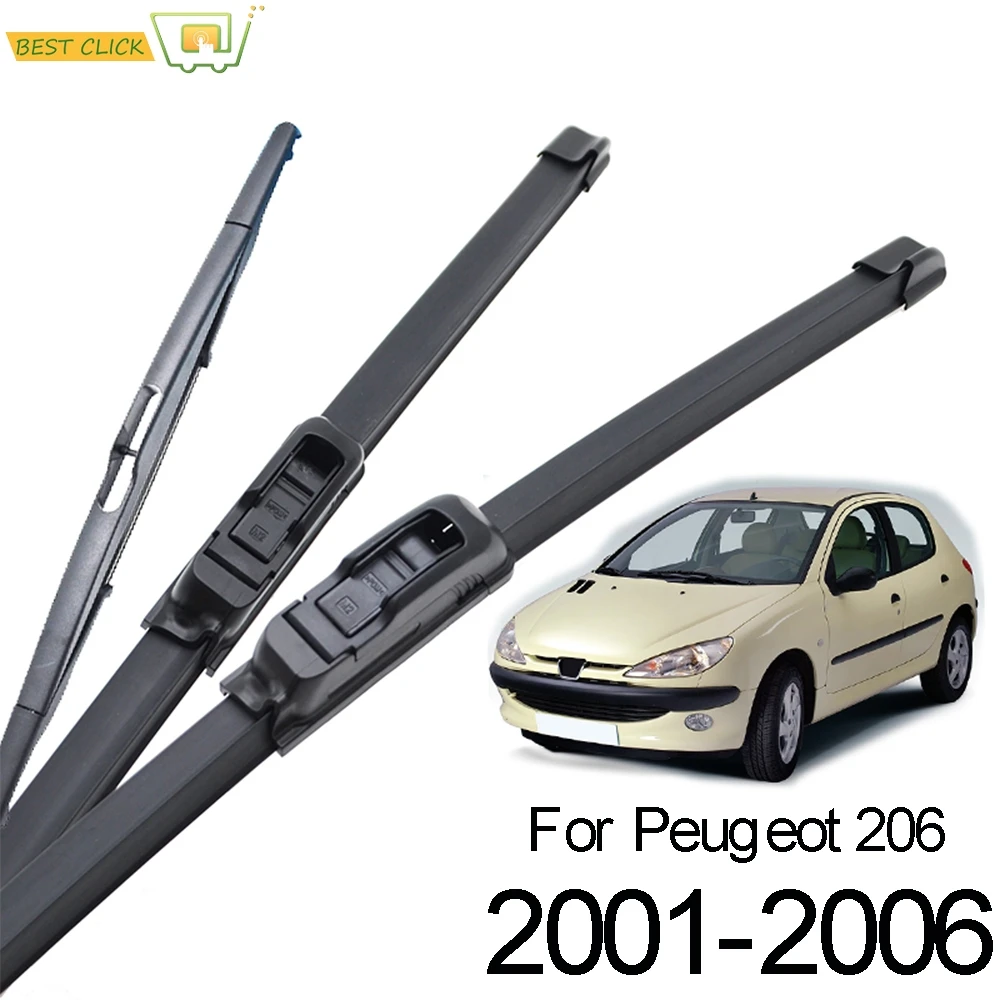 Xukey 3Pcs Front Rear Windscreen Wiper Blades Set For Peugeot 206 Hatchback 2006 2005 2004 2003 2002 2001 26