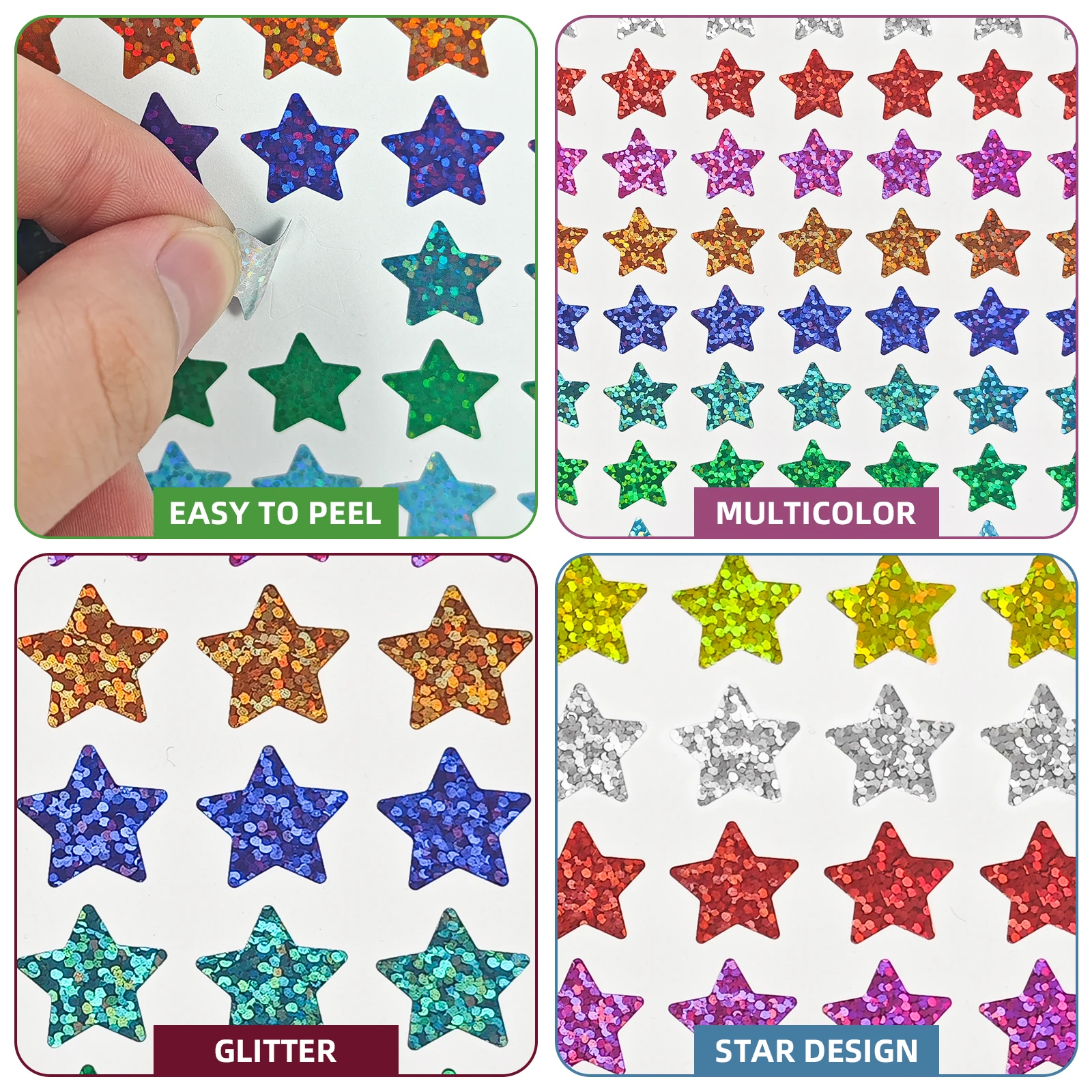 700pcs Holographic Small Star Stickers for Kids Reward, Behavior Chart, School Classroom Student 10 sheetsTeacher Supplies, 0.6"