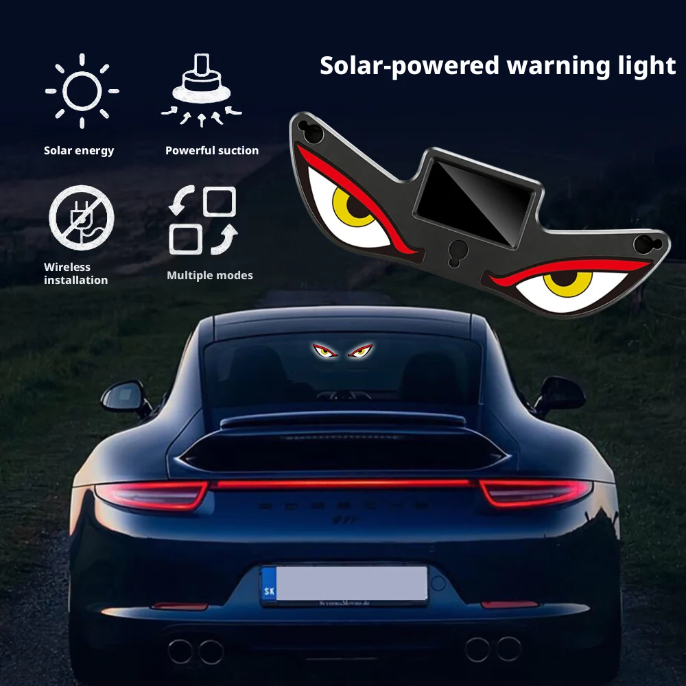 Car LED Wireless Solar Devil Light Triangle Window Decoration Neon Light Car Interior Atmosphere Light Without Wiring