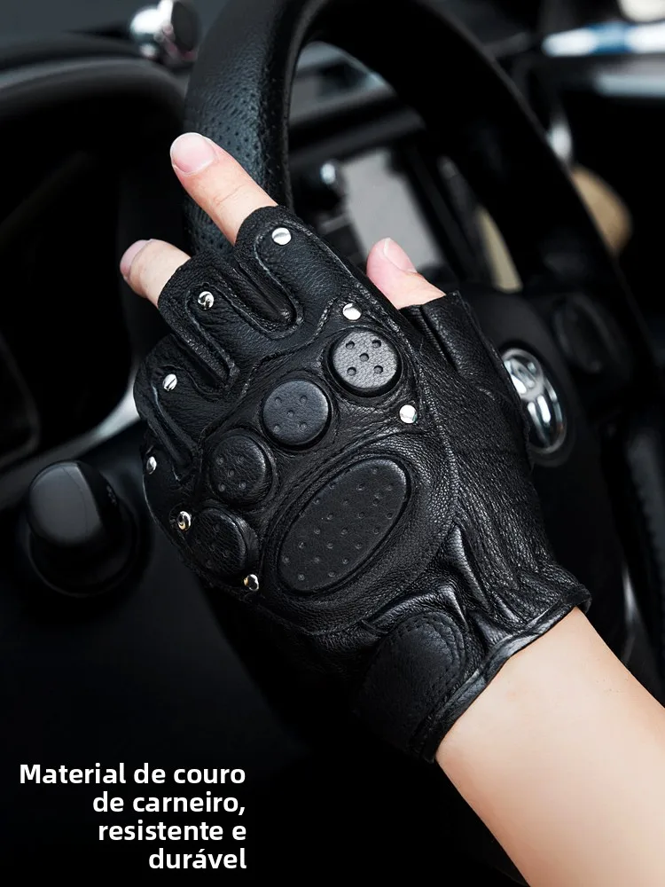 sheepskin-half-finger-gloves-men's-outdoor-climbing-motorcycle-riding-tactical-motorcycle-anti-slip-genuine-leather-gloves
