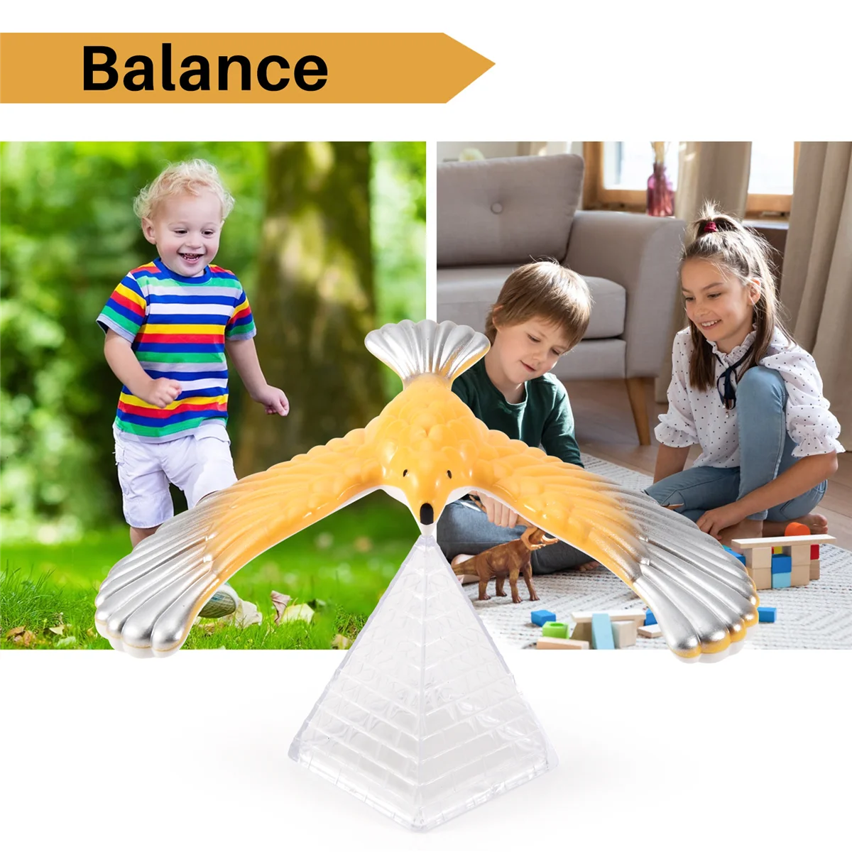 Magic Balancing Bird Science Desk Toy, Águia Novidade Diversão, Crianças Aprendendo, Brinquedo Educativo com Pirâmide, Presente para Criança