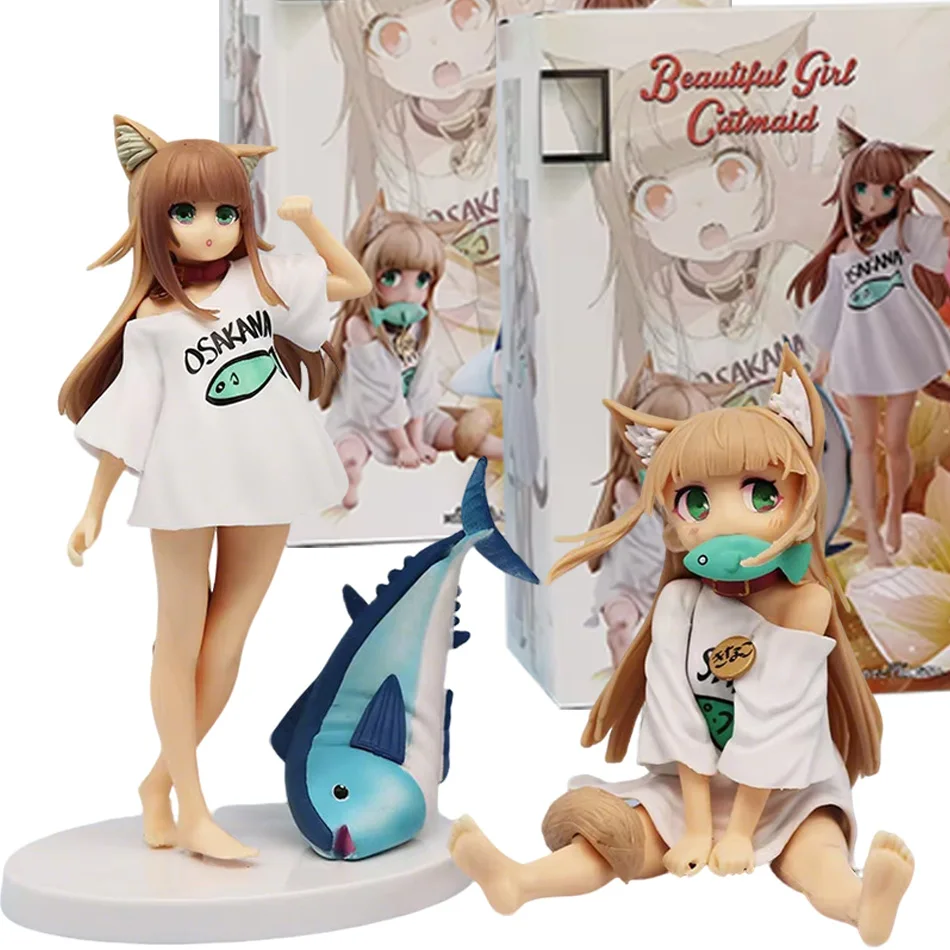Figurka Anime Kawaii Cat Girl Kinako, Model Kreskówkowej Dziewczyny, Statuetka Kolekcjonerska, Dekoracja na Biurko, Ozdoba, Zabawka, Prezent