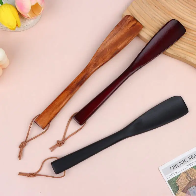 Long Handle Wooden Shoehorn Hanging Shoe Horn Easy Remover Shoehorn Lifter Easy On Off Wood Seniors Put On Shoes Tools