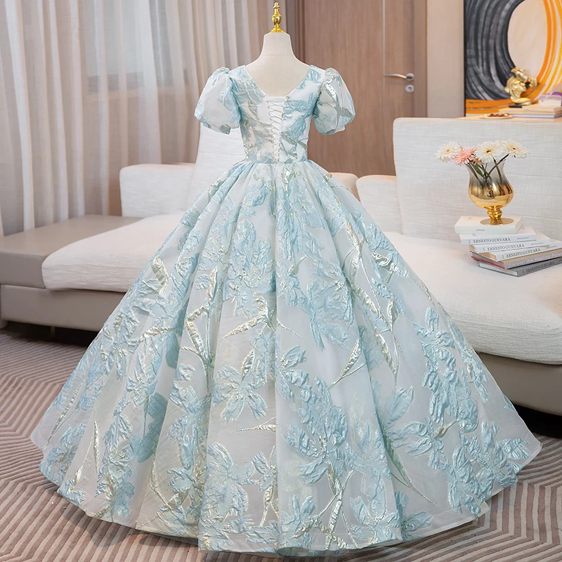 15 Year Old Dress Ashley Gloria15 Quinceanera Dresses Short Puff Sleeve Party Dresses Classic V-neck Floor-length Ball Gown