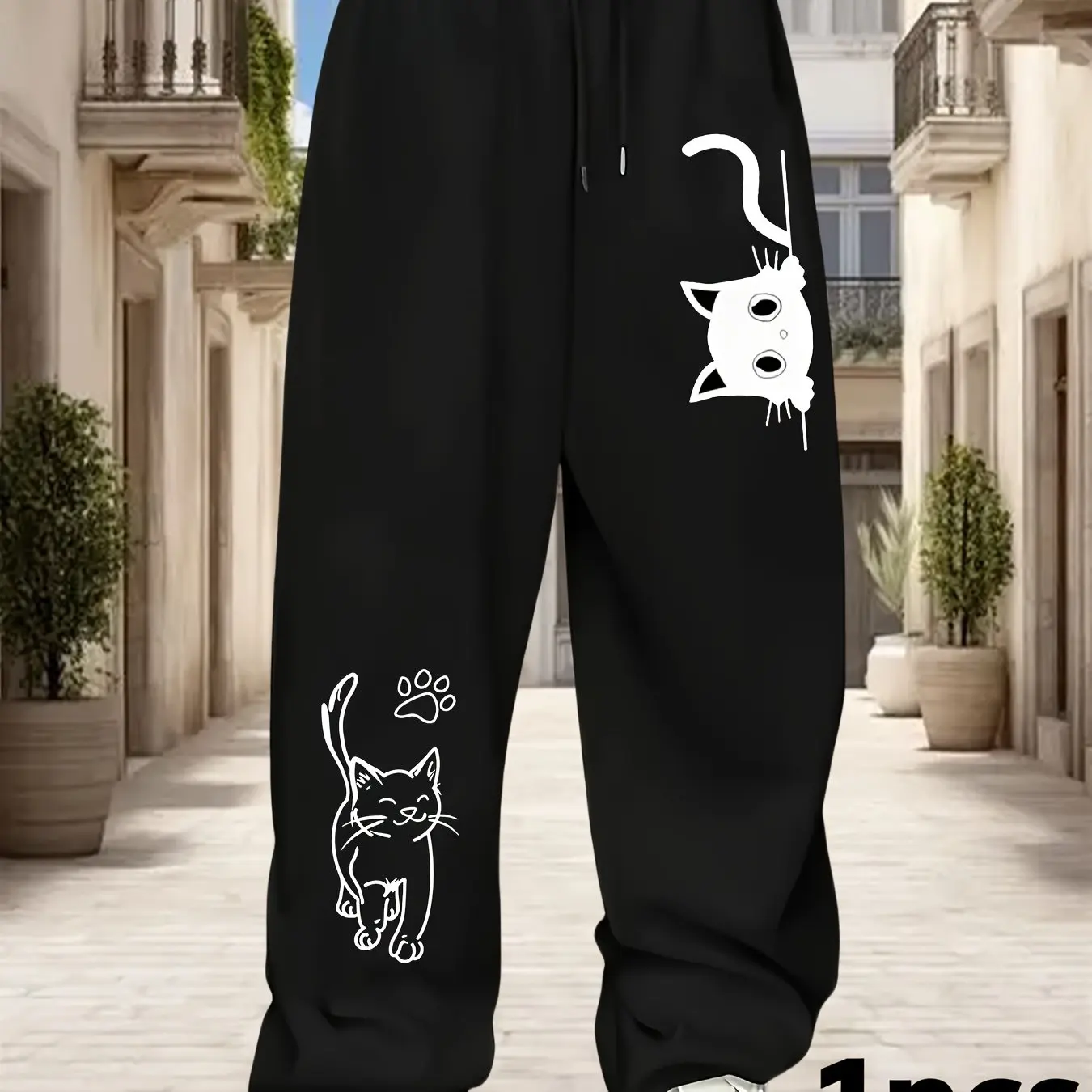 

Женские длинные брюки, женские спортивные брюки свободного прямого кроя с крупным принтом, универсальные для ношения на улице