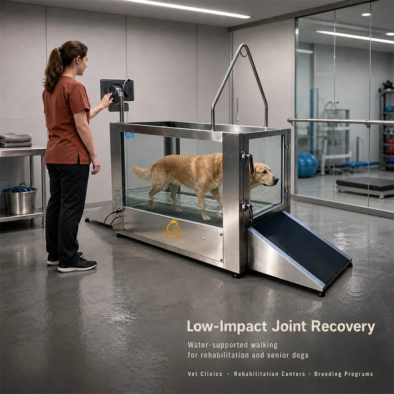 EUR VET Canine Underwater Treadmill Water Therapy Machine for Dog Joint Recovery with Speed 0.1-12km/h and Incline 0-10 Degree