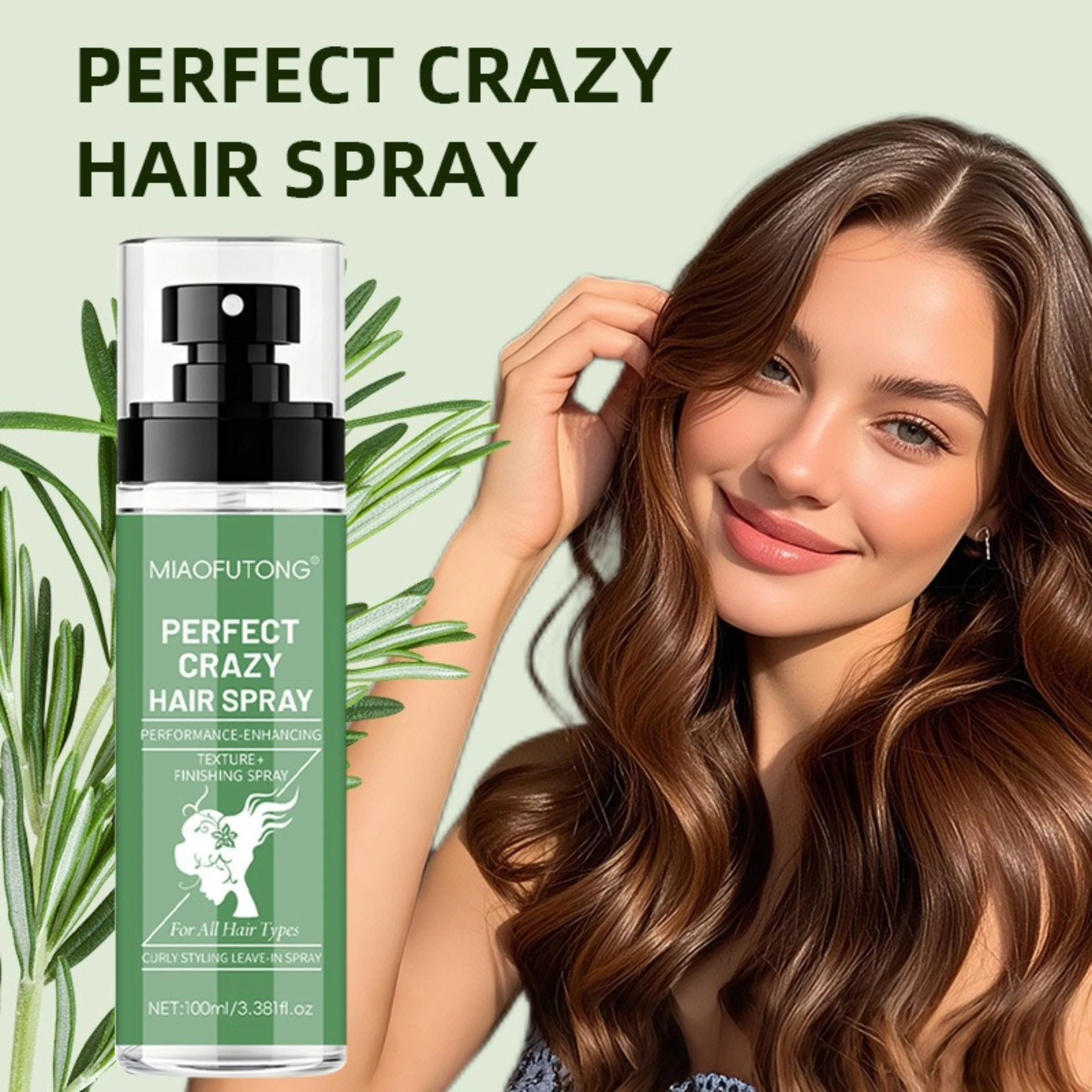 Hair Styling Cream Natural Lasting Refreshing Non-Greasy Fluffy Portable Leave-in Curly Hair Styling Spray