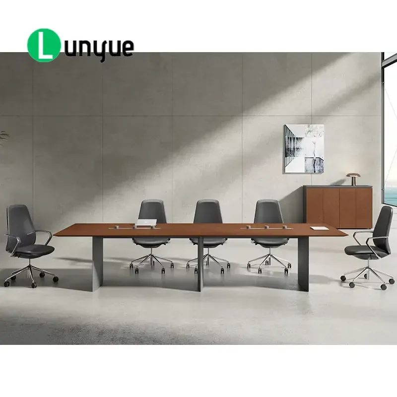 Modern Conference Table Wood Top Metal Legs High Quality Office Furniture Negotiating Desk for Meeting Room Business