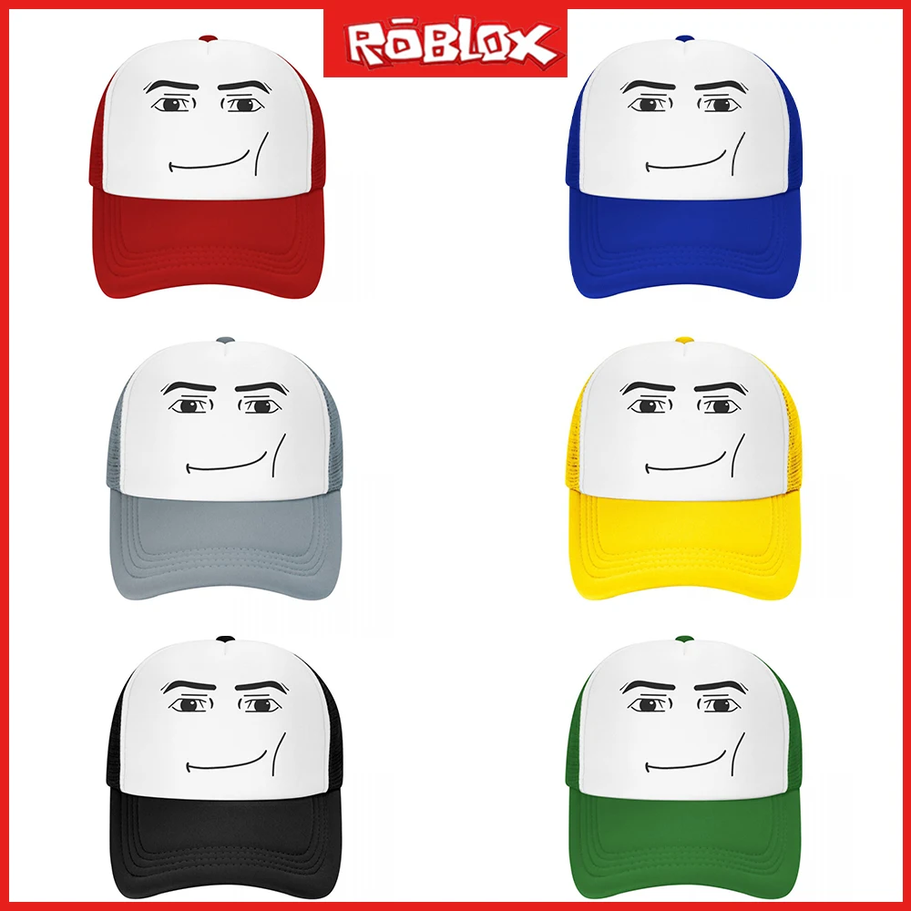 Roblox Peripheral Cartoon Smiley Printed Mesh Cap Outdoor Shade Leisure Duck Tongue Cap Sports Baseball Cap Birthday Gift