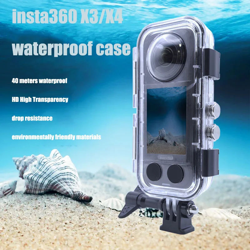 Invisible Case for Insta360 X3 X4 Waterproof Housing Cover, Underwater 40M Dive Shell Accessories for Insta360 X4 Camera