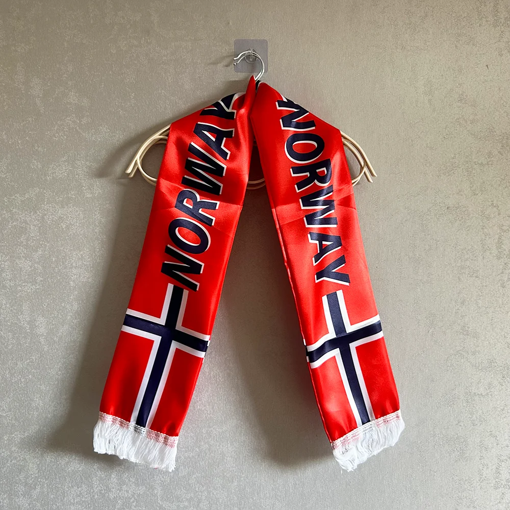 Bufanda táctica bandera de Noruega Sky Flag con borlas y satén - imagen 4