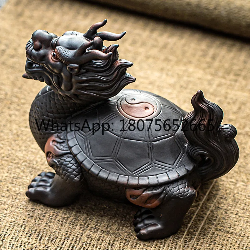 Tai Chi Dragon Turtle Lucky Tea Pet Ornament Office Creative Tea Table Play Room Decoration