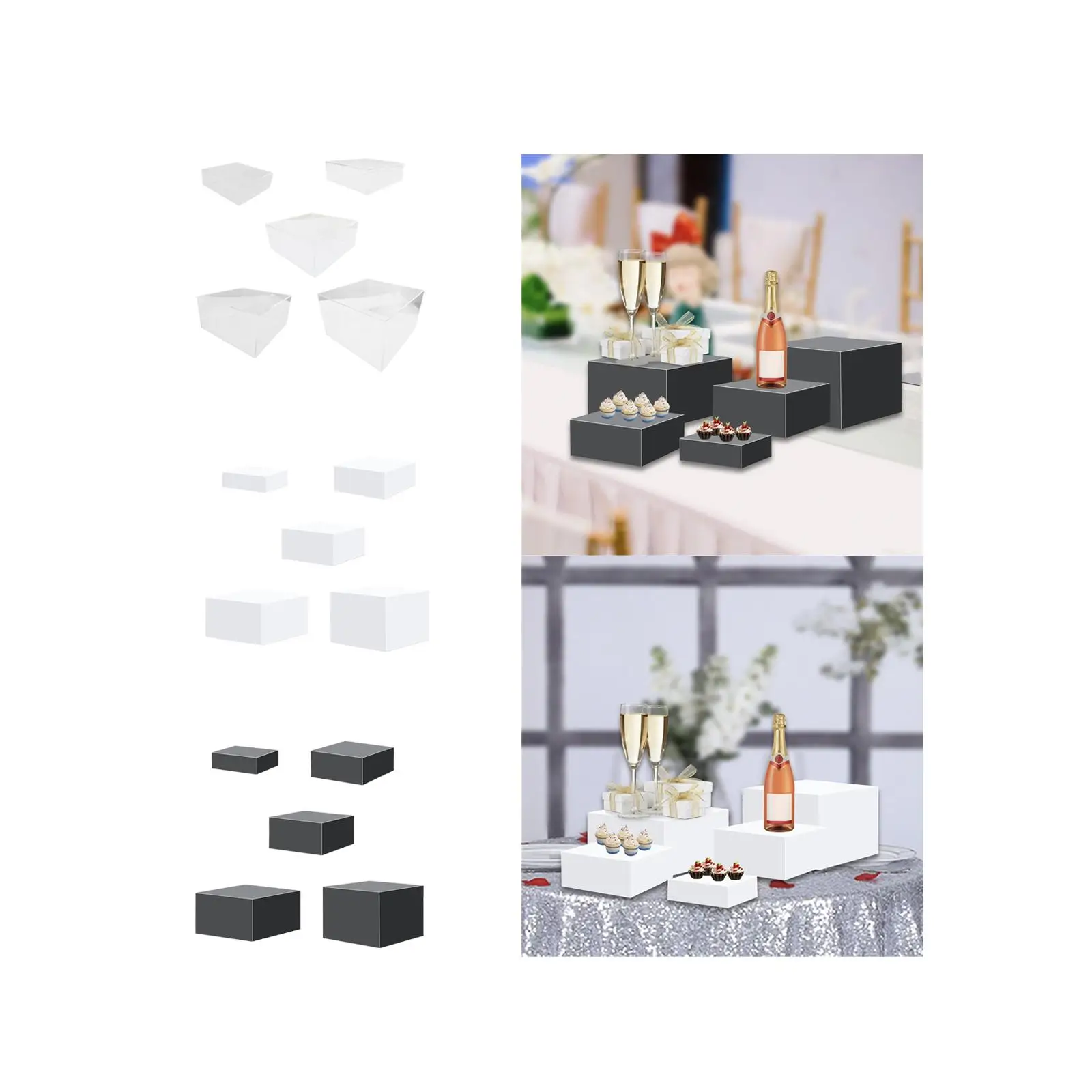 5Pcs Acrylic Risers Display Stand Shelf Tabletop Holder Party Decor Jewelry Rack Acrylic Cube Box for Perfume Anklets Cake