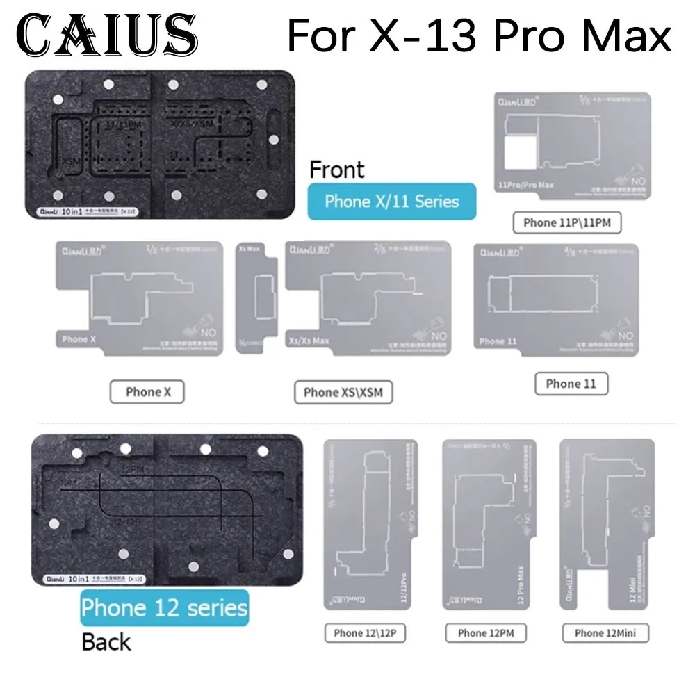 

Qianli Motherboard Middle Layer Board Plant Tin Platform BGA Reballing Stencil for IPhone 11 12 13 PRO Mini X XR XS MAX Repair