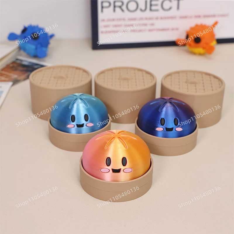 3D Printed Mochi Dumpling Clicker Fidget Toy, Cute Kawaii Stress Relief Clicker Toy, Desktop Decor Gift
