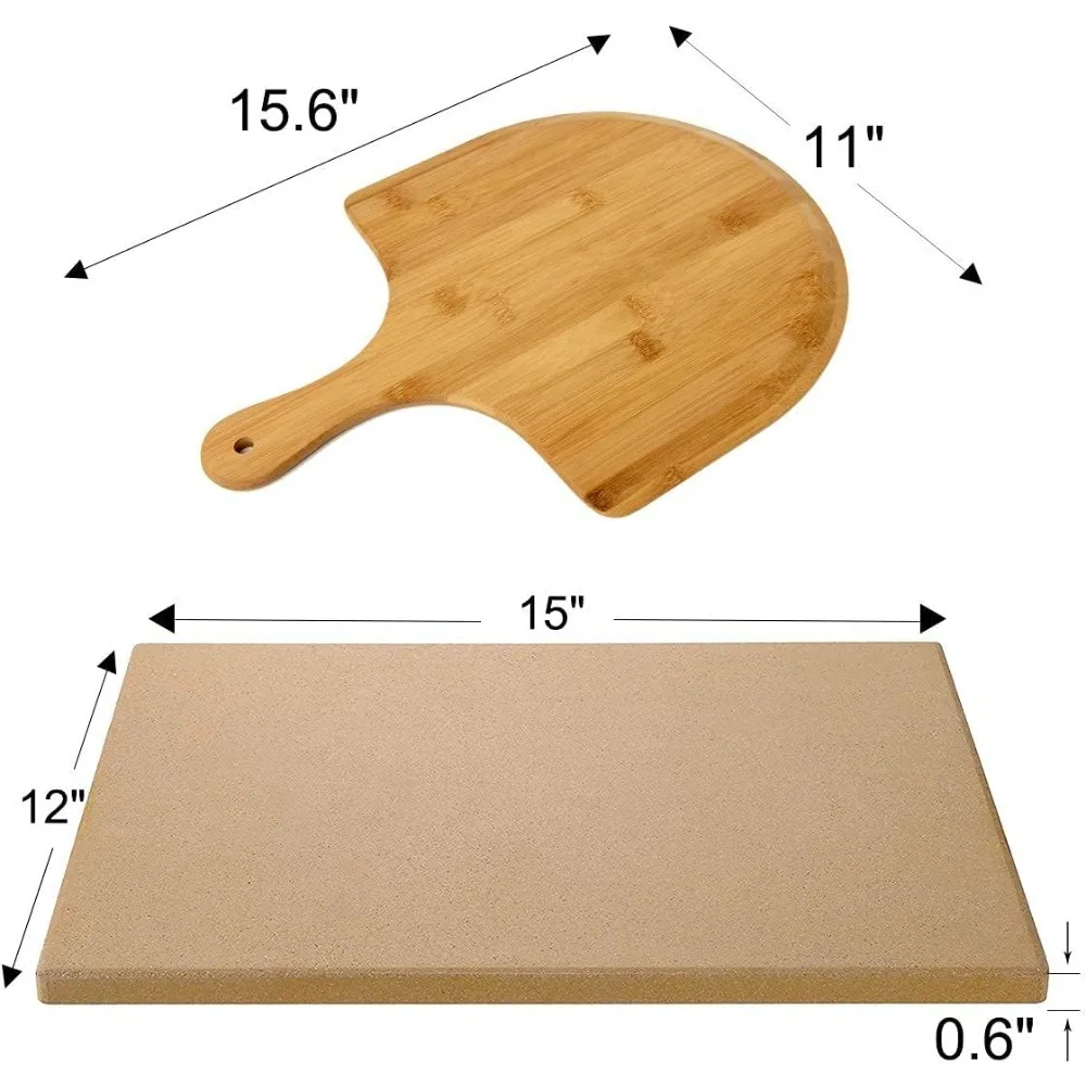 1 Set Pizza Stone for Oven and Grill Wooden Pizza Peel paddle for grill Thermal Shock Resistant cooking stone