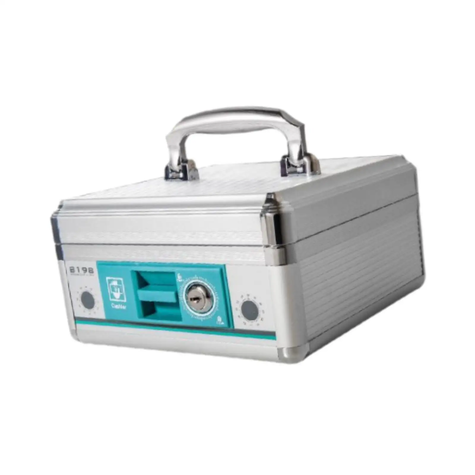 Aluminum Money Saving Box with Lock Key and Cash Tray Portable Storage for Passports Jewelry