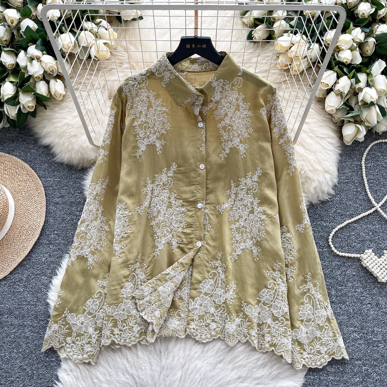 

Hotsweet Vintage Long Sleeves Embroidered button Slim Top French Streetwear Fashion Sexy High Street Autumn T-Shirts