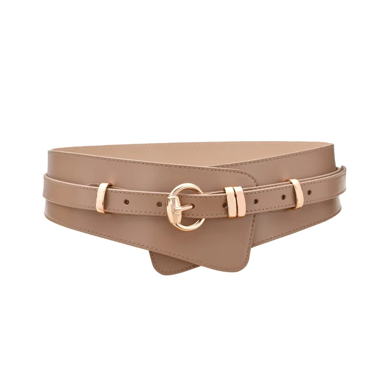 Fashion genuine leather pin buckle ladies wide belt trench coat waist belt ladies wide belt cowhide waist belt