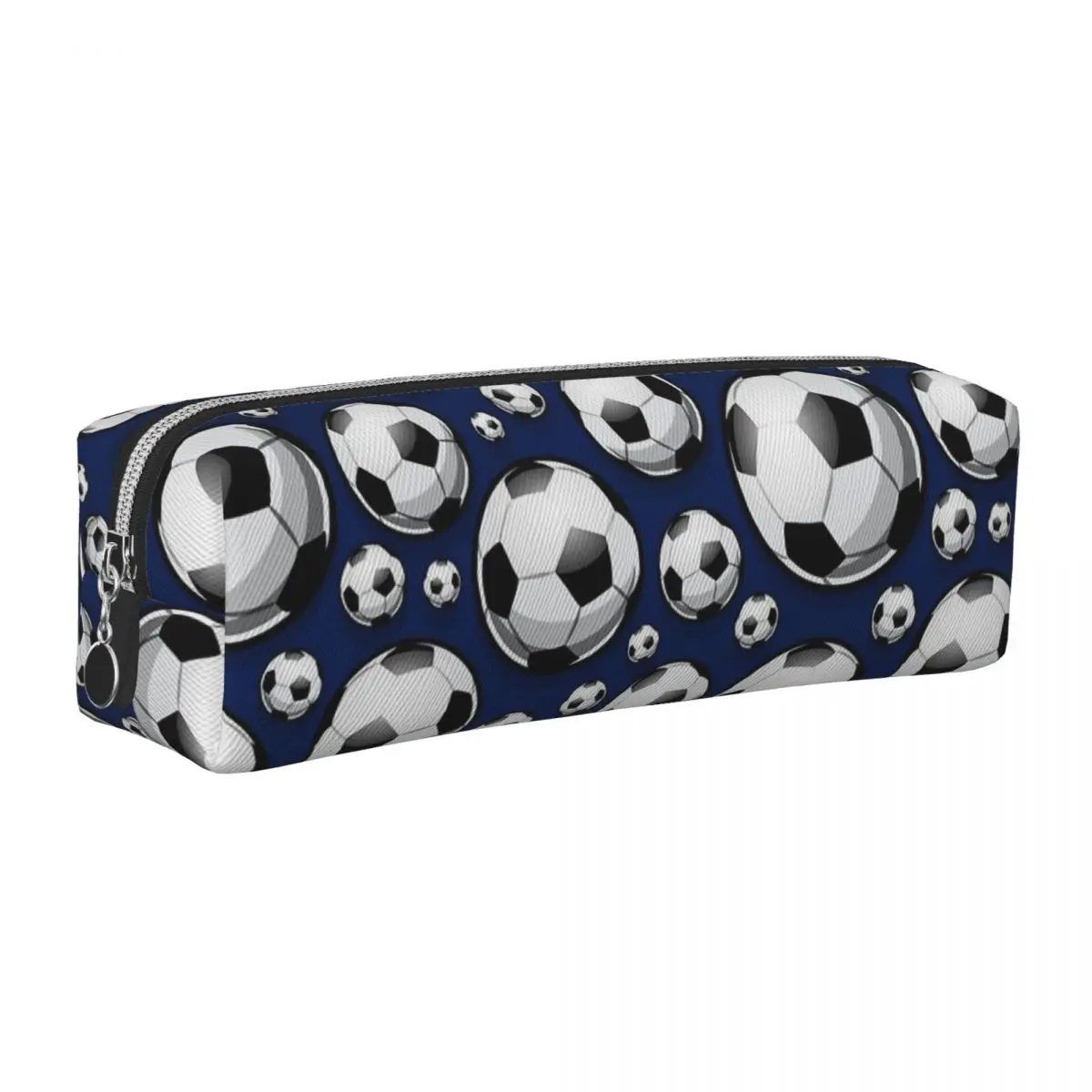 サッカーボールパターンブルー鉛筆ケースサッカースポーツ鉛筆ポーチペンホルダー学生バッグ学用品ジッパー文具