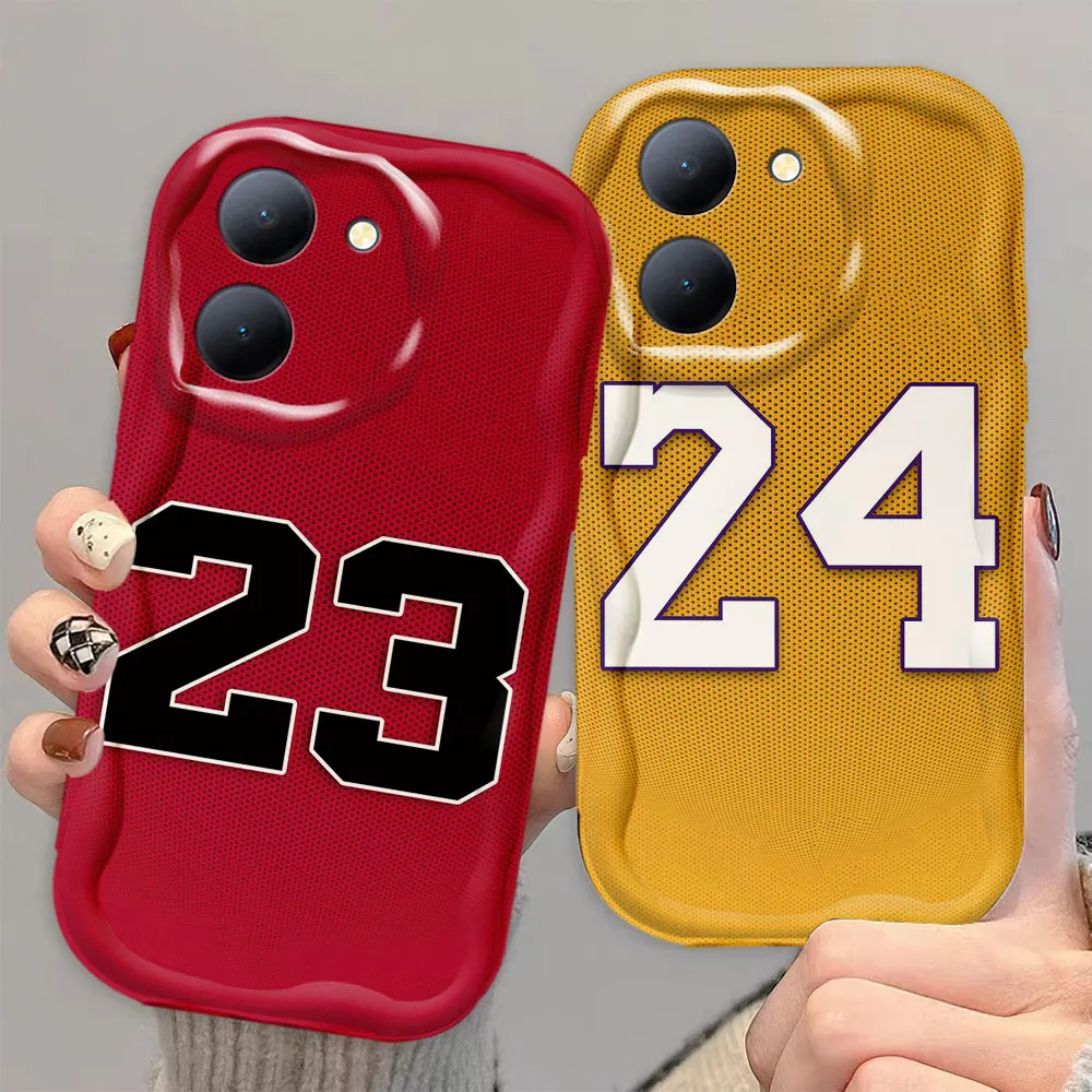 Basketball Uniform Number 23 24 Cream White Curve Mobile Phone Case Cover For VIVO Y35 Y28 Y27 Y22 Y21 Y20 Y19 S I T A SG G 5G