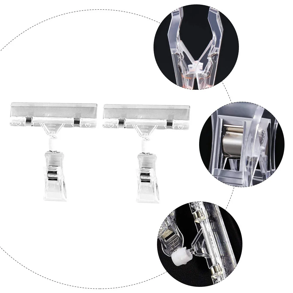 

30pcs Transparent Swivel Clip High-Grade Plastic Price Display Clip For Retail Store Supermarket Dual-Head Display Clips