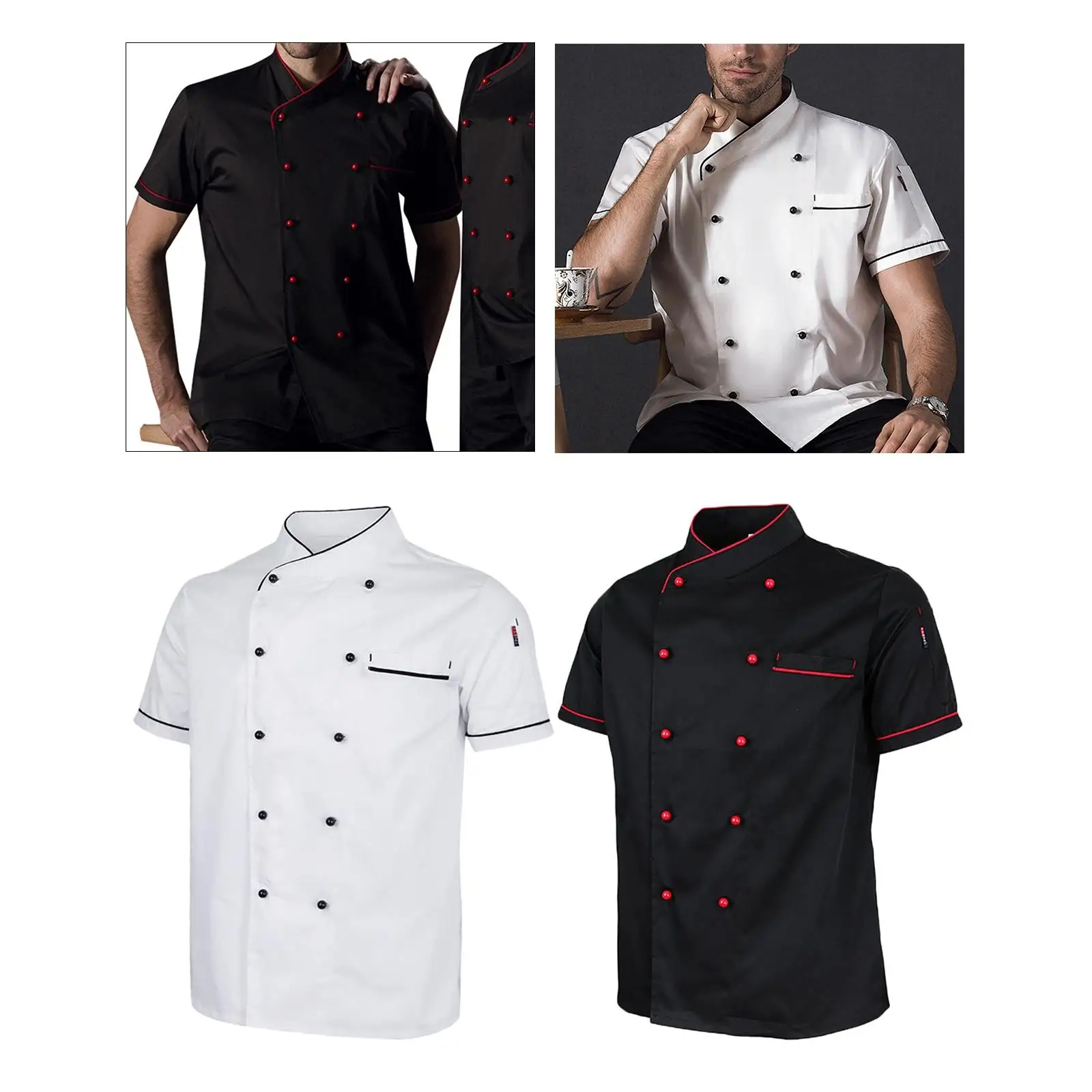 Chaqueta de Chef Unisex para servicio de comida, uniforme ejecutivo transpirable de manga corta, abrigo de Chef para Catering, camarero, Hotel y restaurante