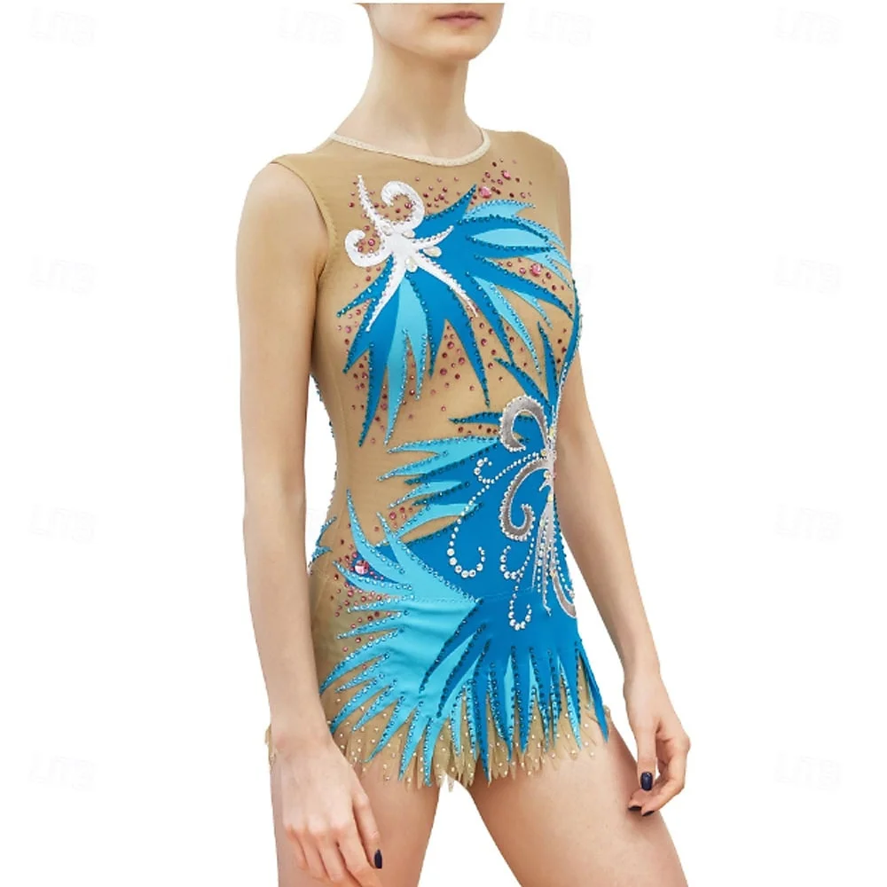 Sparkly schaatsjurk voor meisjes en dames Elegante kunstschaatsjurk met stretchstof voor training en prestaties