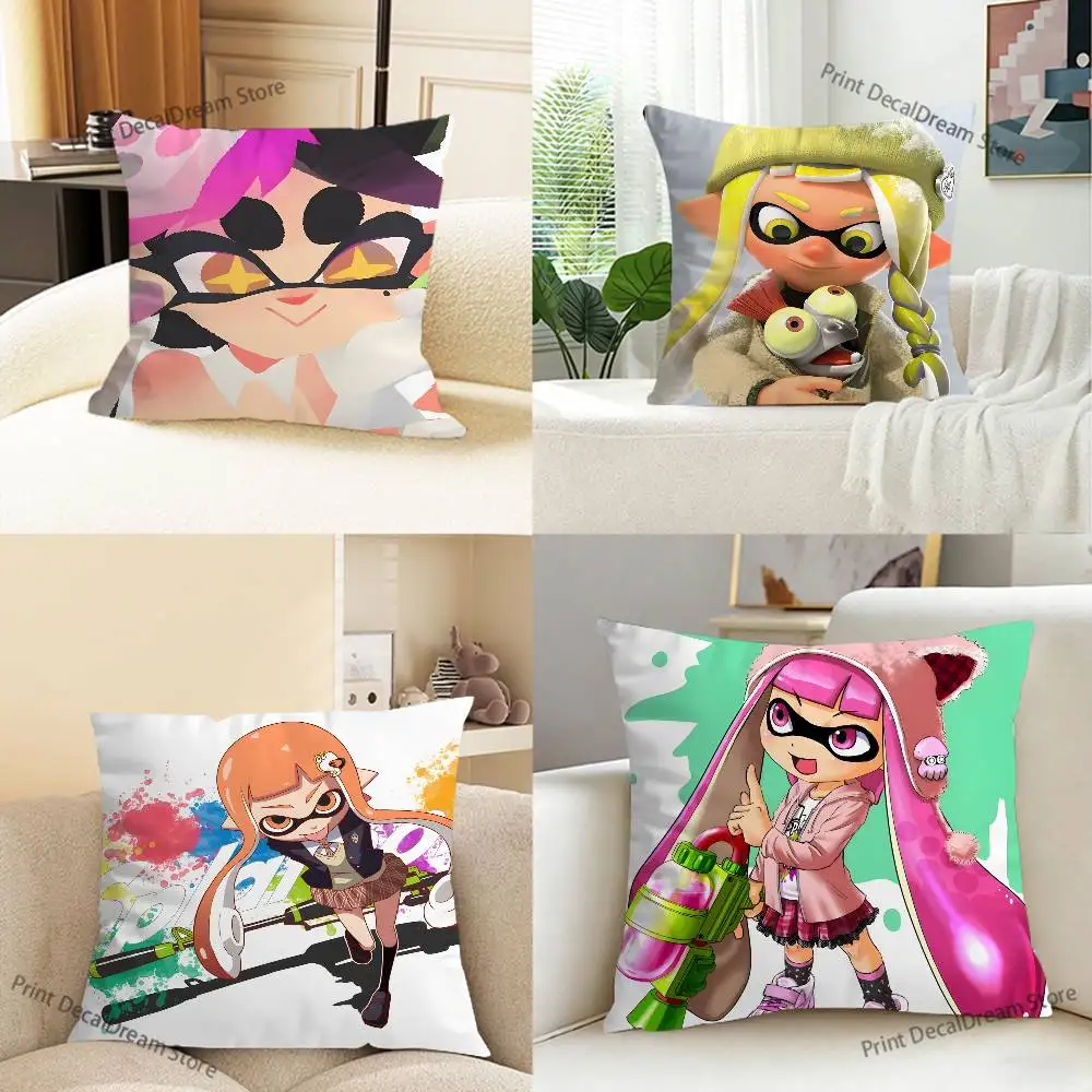 S-Splatoon Game Pillow Case For Sofa Decor Car Office Room Printing Cushion Cover Decorations and Protector