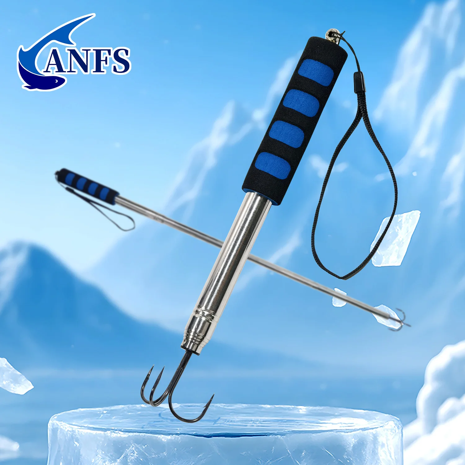 ANFS 1 قطعة غاف صيد تلسكوبي مع خطاف ثلاثي من الفولاذ المقاوم للصدأ ومقبض EVA - مناسب لصيد الأسماك في المياه العذبة والمياه المالحة #1