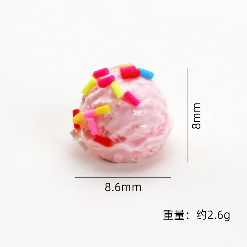 5pcs Mini Ice Cream Scoop Dessert Cream Model Figurine Food Miniature DIY Dollhouse Resin Accessories Decor Craft Ornament