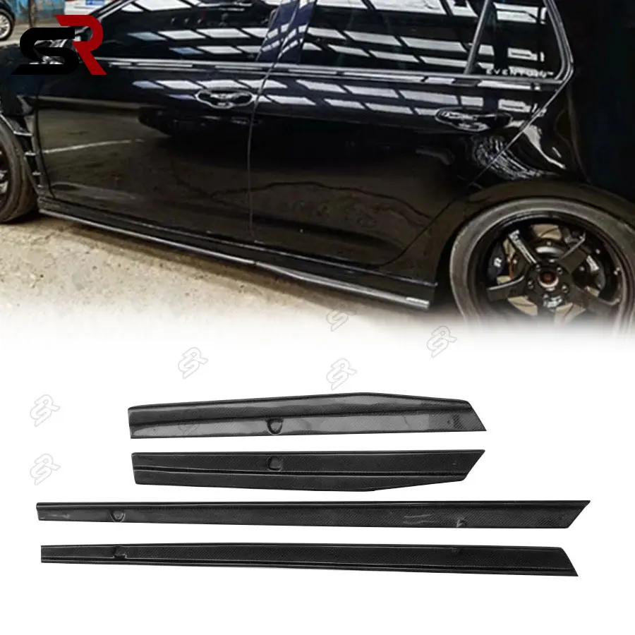 For Volkswagen Golf 7GTI Carbon Fiber Body Side Skirt Side Bumper Splitter Fascia Apron Parts Tuning Accessories Body Kits