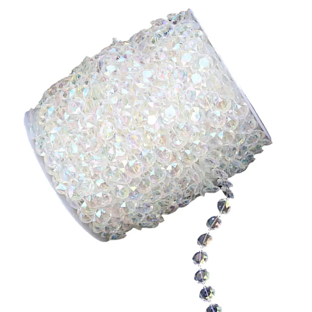 2 Rolls 14Mm Octagonal Acrylic Beads Crystal Clear Beads String Garland Wedding Party Hanging Curtain Hanging Curtain