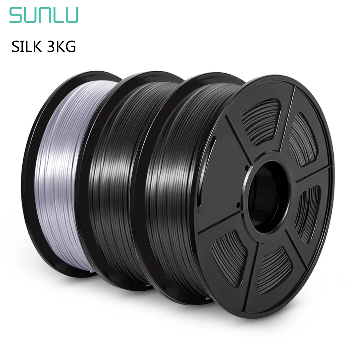 SUNLU SILK Filament 3KG 1.75mm 1KG/Roll 3D Printing PLA for 3D Printer with Spool Colorful Eco-friendly Material Free Shipping