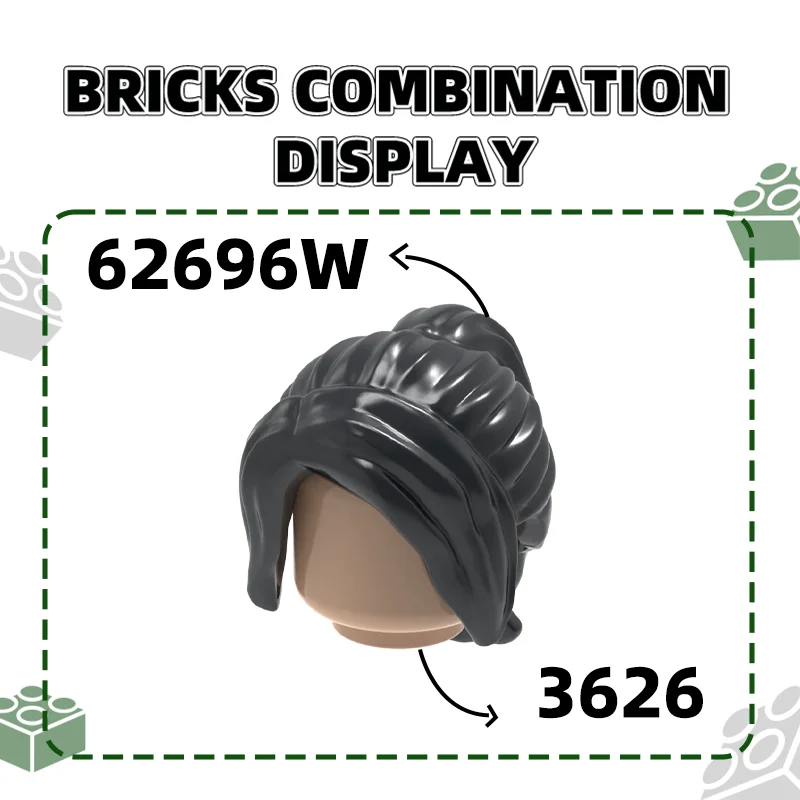 Wange 93 ชิ้น/ล็อต 62696W สาวผมหางม้าผมบล็อก Moc สีอุปกรณ์เสริมใช้งานร่วมกับอิฐ DIY ของเล่นเด็กประกอบชิ้นส่วน