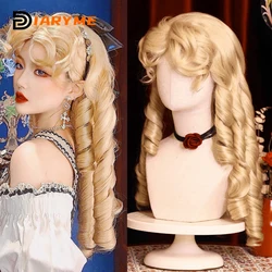 Perucas sintéticas encaracoladas longas para mulheres, peruca loira lolita, fibra resistente ao calor, cabelo de princesa retrô, cosplay de Halloween feminino