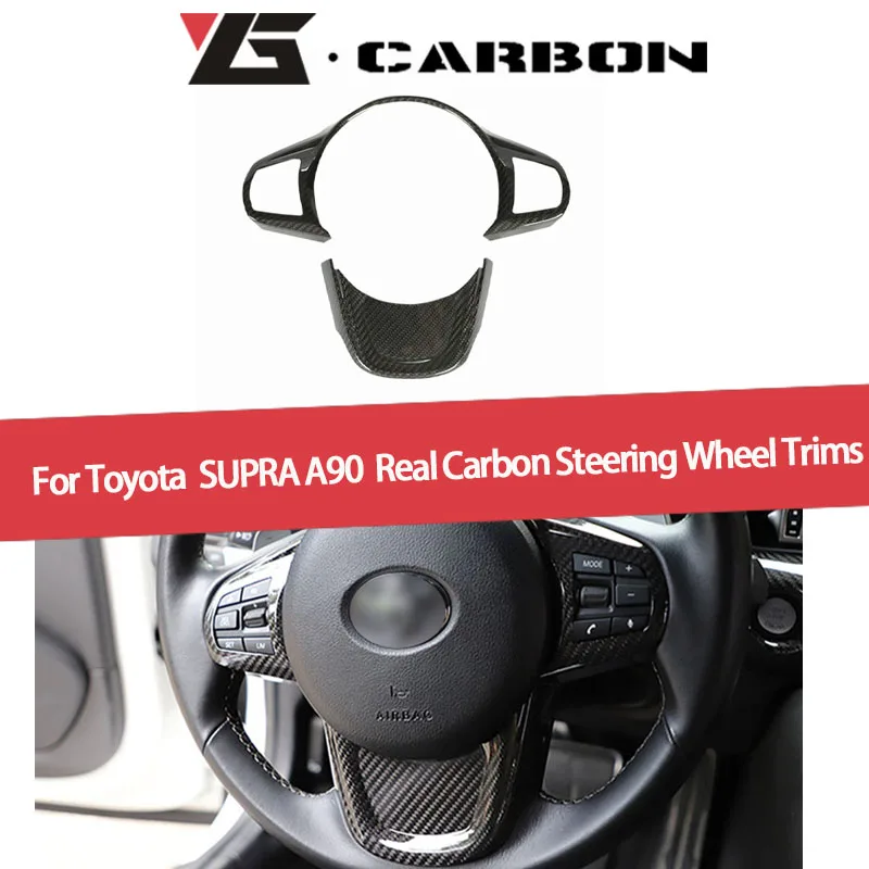 Dry Carbon Fiber Car Interior Accessories Body Kit Steering Wheel Cover Trim for Toyota Supra A90 A91 GR MK5 2019+