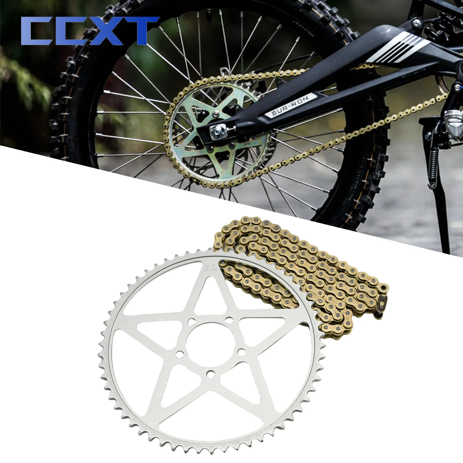 Dirt Bike 58T Sprocket 112L Chain Set Kits For Sur-Ron Sur Ron Light Bee S & Light Bee X Motocross Electric Motorcycle Universal