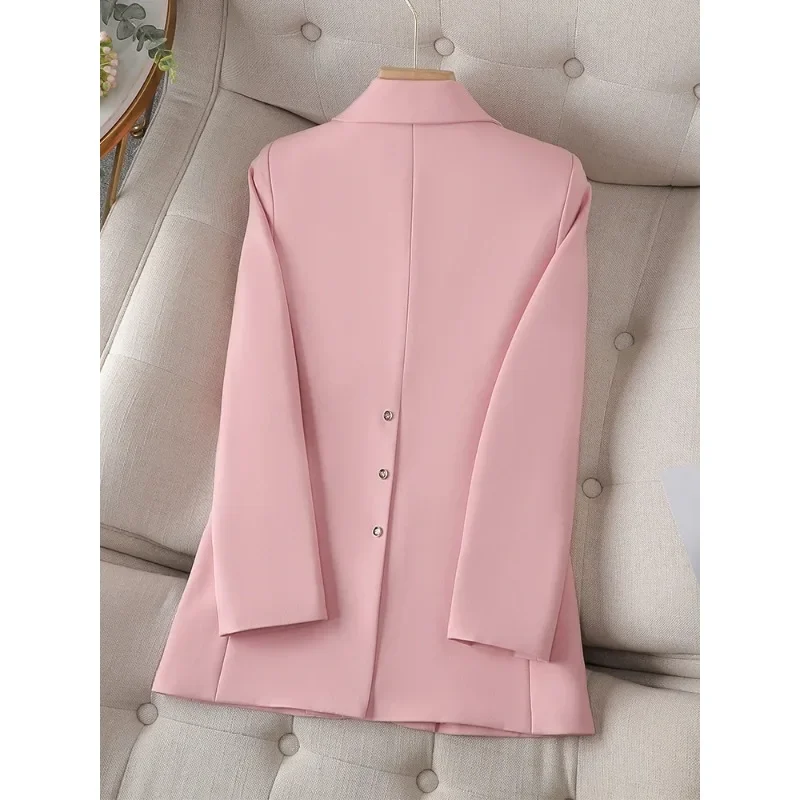 Frauen Damen Herbst Winter Outwear Blazer rosa schwarz beige Kaffee weiblich Langarm einreihig feste Jacke Mantel