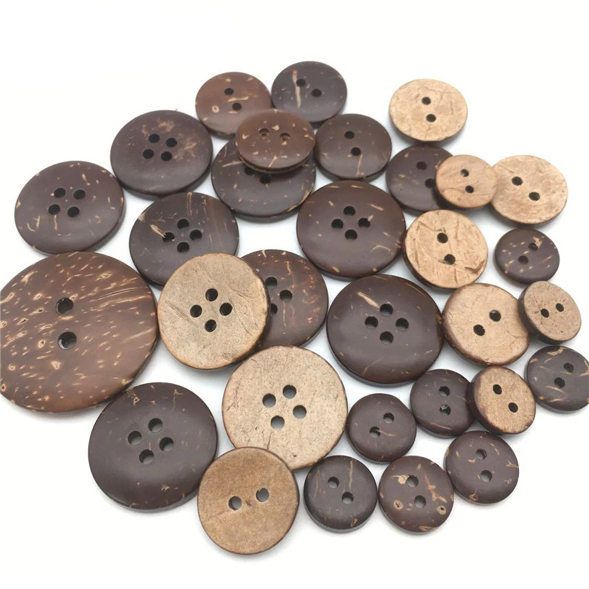 20/50 botones de cáscara de coco natural, botones redondos de 4/2 agujeros, utilizados para ropa, manualidades, decoración de zapatos, sombreros y bolsos