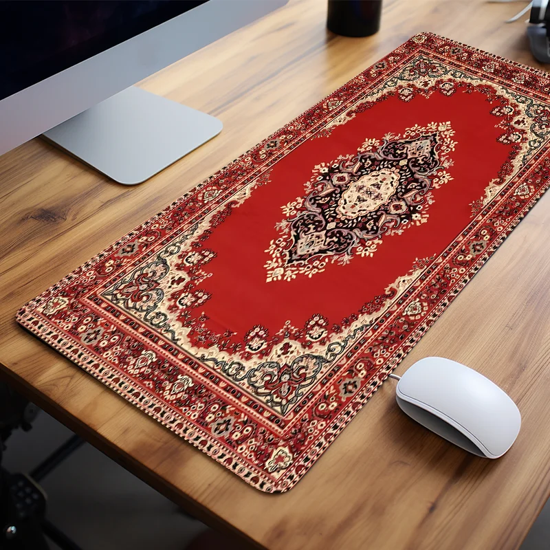 Persian Mouse Pad Vintage Desk Accessories Extra Large Mouse Pads for Desk Non-Slip Rubber Base Computer Mouse Mat Stitched