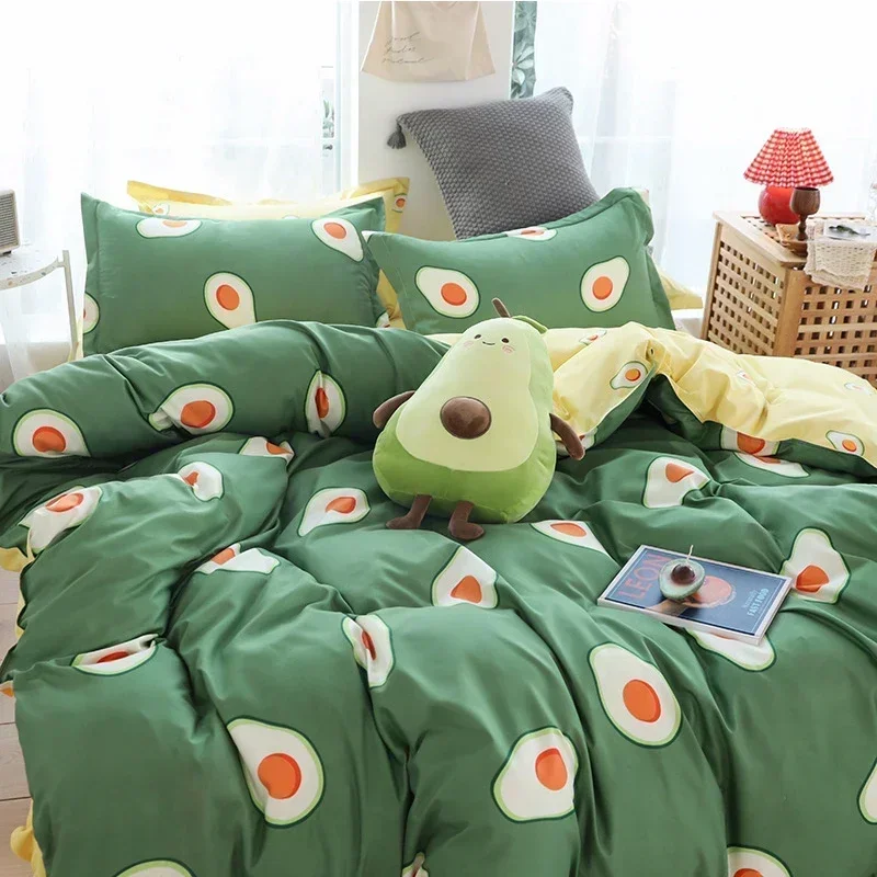 Avocado 3/4PCS Bedding Set 240X220 King Size Fruit Printed Duvet Cover With Pillowcase Bed Linen Sheets Bedclothes Bed Sets