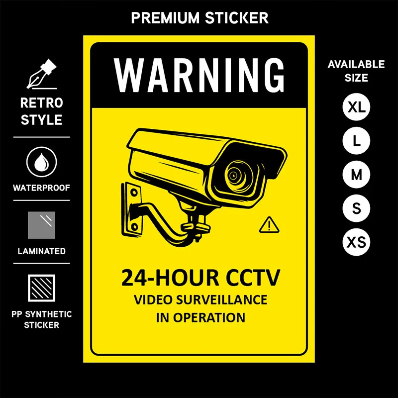 24-hour CCTV Camera Warning Stickers 24-hour CCTV Monitoring Sticker 24-Hour CCTV Sticker  CCTV Label Sticker