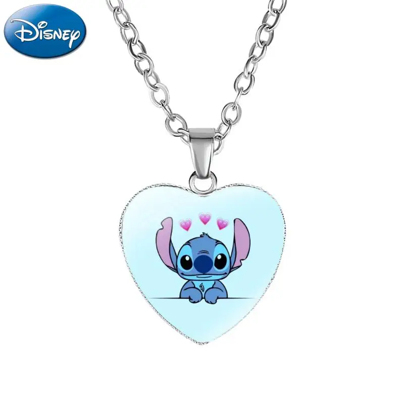 Disney Stitch Pendant Necklace Anime Lilo&stitch Cartoon Dolls Children Time Gem Love Necklace Girls Kawaii Necklace Kids Toys