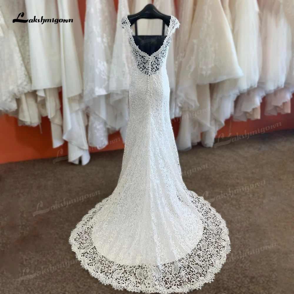 Bohemain Lace Wedding Dresses Mermaid V-Neck Simple Sleeveless Bridal Gowns Vintage Bridal Dresses Vestido De Novia 2022