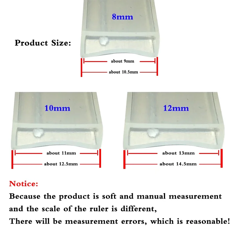 1m Silicon tube IP67 8mm/10mm/12mm for SMD 5050 3528 3014 5630 ws2801 ws2811 ws2812b waterproof led strip light