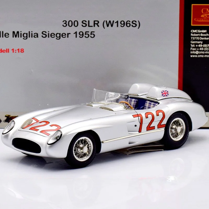 CMC 1:18 300SLR #722 W196S Mille Miglia Sieger 1955 Alloy Fully Open Simulation Limited Edition Alloy Metal Static Car Model Toy