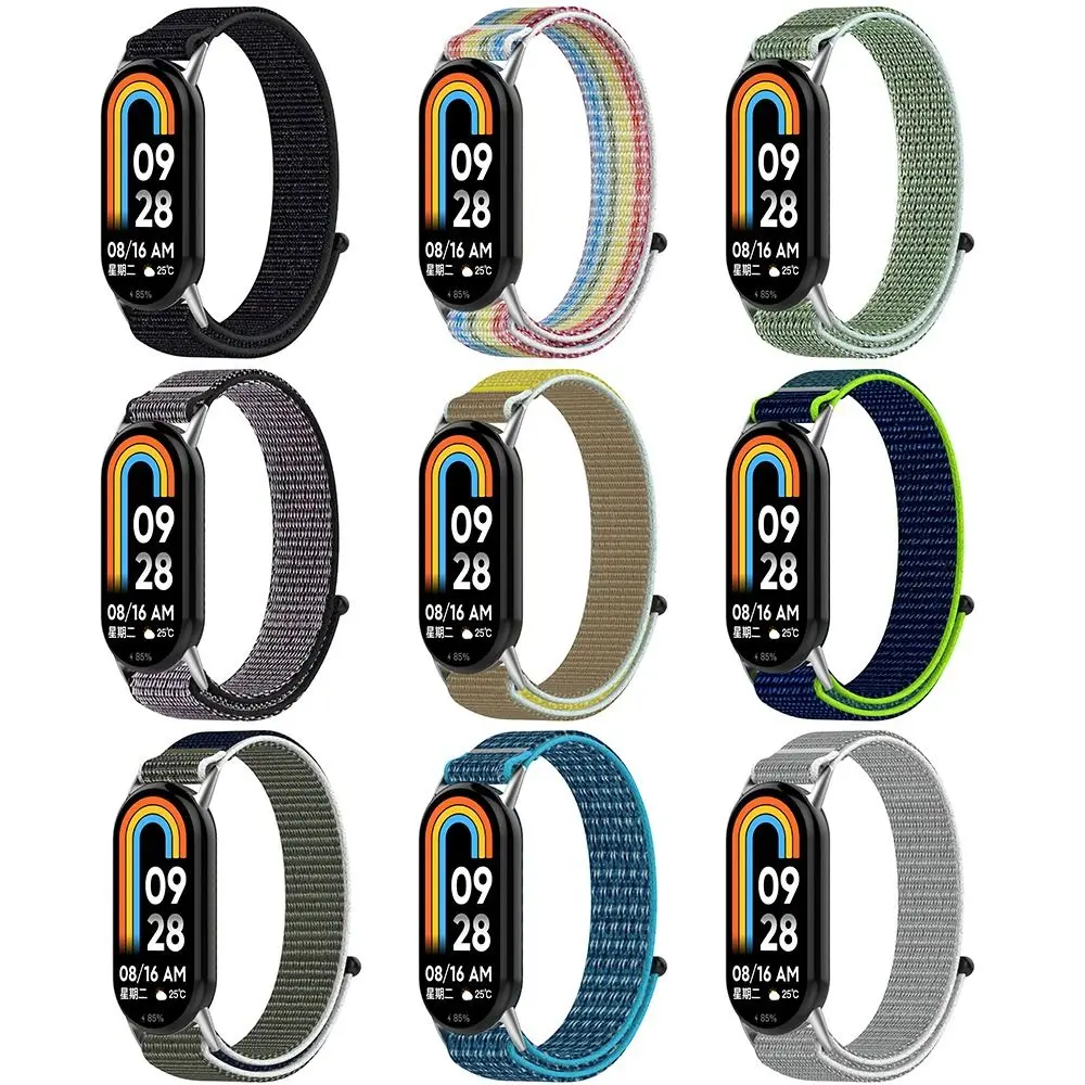 Nueva correa de nailon con lazo, accesorios de pulsera de repuesto ajustables, pulsera de reloj para Xiaomi Band 8
