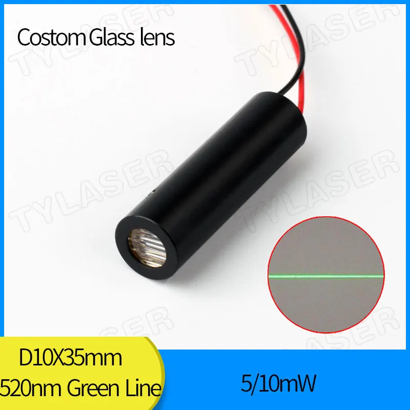 

Costom High End 10mm 520nm 1mW 5mW 10mW 30mW 50mW 80mW Green Glass Line Laser Module Industrial Grade APC Driver TYLASERS