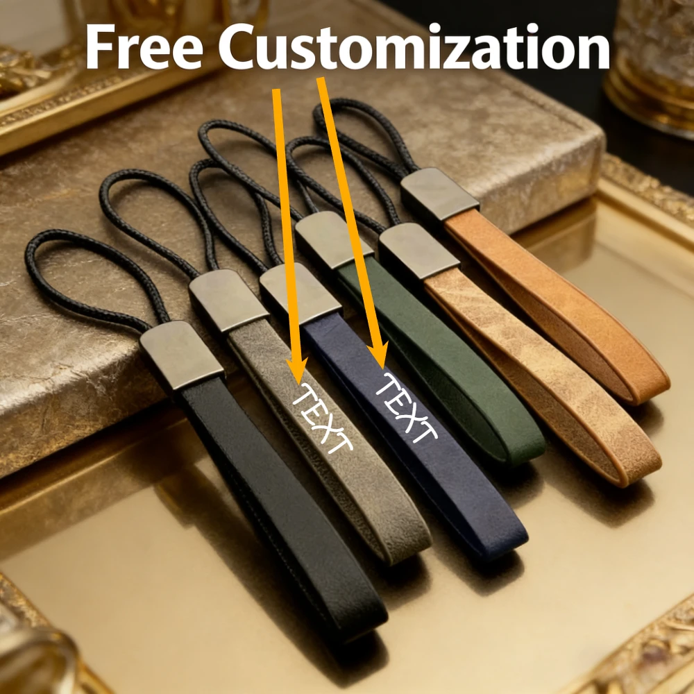 

Elegant Vintage Retro Leather Multicolor Luxury Car Accessories Keychain with Laser Engraved Personalized Customization Charm